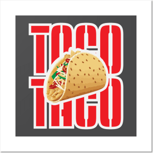 Taco illustration with text Posters and Art